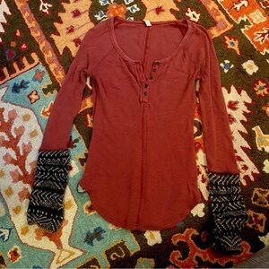 free people sweater cuff thermal henley